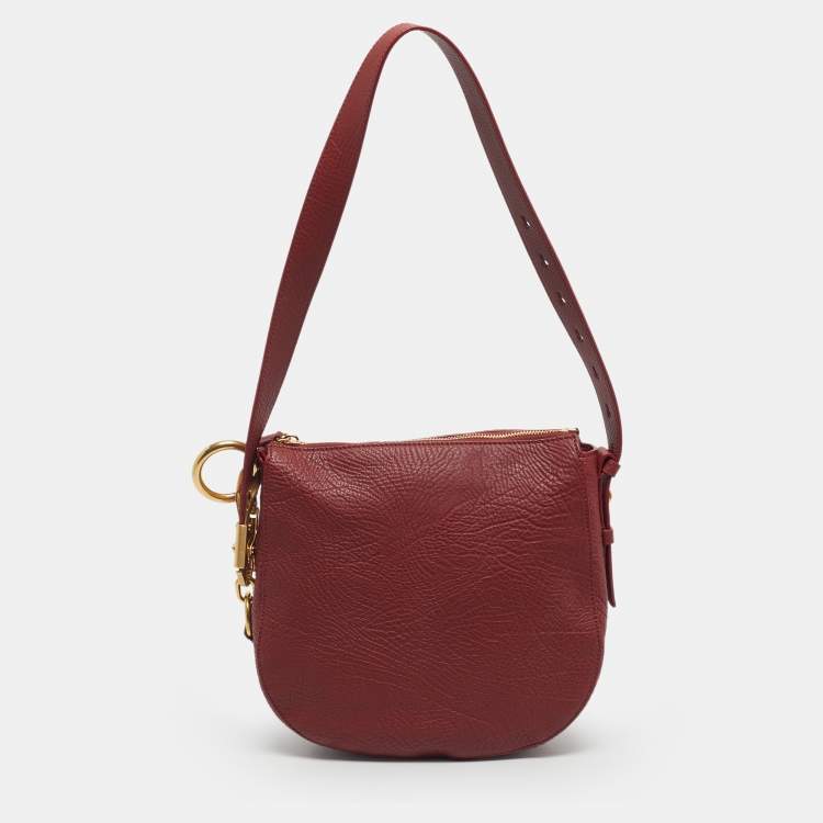 Pre Owned Burberry Ruby Leather Small Knight Shoulder Bag