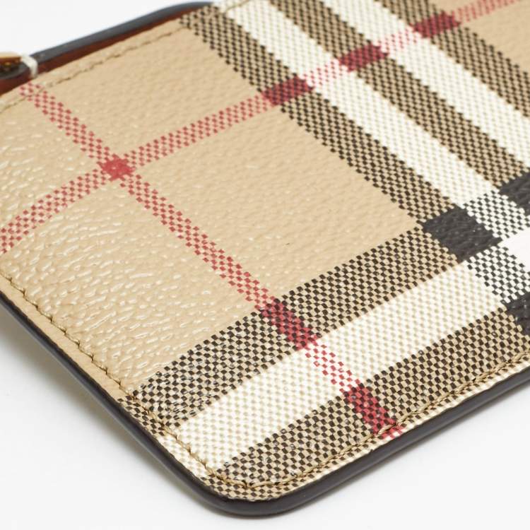 Pre Owned Burberry Beige Vintage Check Coated Canvas Kelbrook Coin Purse