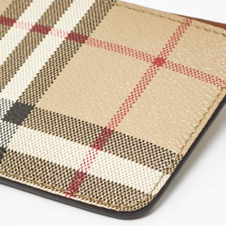 Pre Owned Burberry Beige Vintage Check Coated Canvas Kelbrook Coin Purse