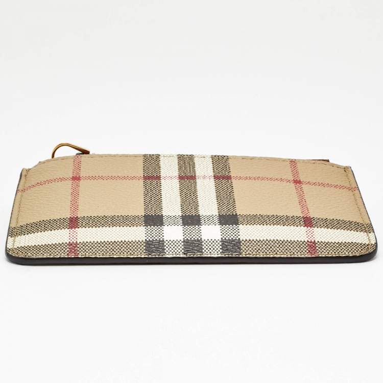Pre Owned Burberry Beige Vintage Check Coated Canvas Kelbrook Coin Purse
