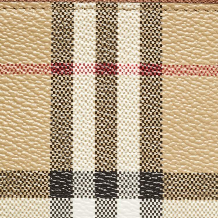 Pre Owned Burberry Beige Vintage Check Coated Canvas Kelbrook Coin Purse