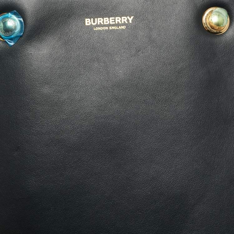 Pre Owned Burberry Black Leather Rivet Pouch Crossbody Bag