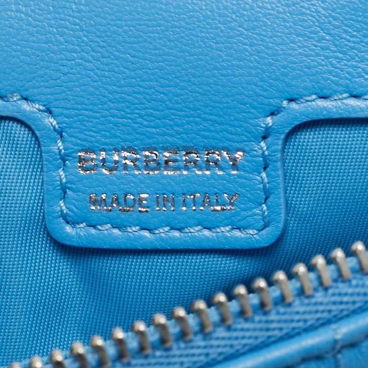 Pre Owned Burberry Blue Exploded Check Quilt Leather Lola Double Pouch Crossbody Bag