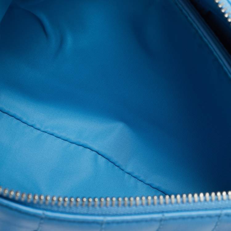 Pre Owned Burberry Blue Exploded Check Quilt Leather Lola Double Pouch Crossbody Bag