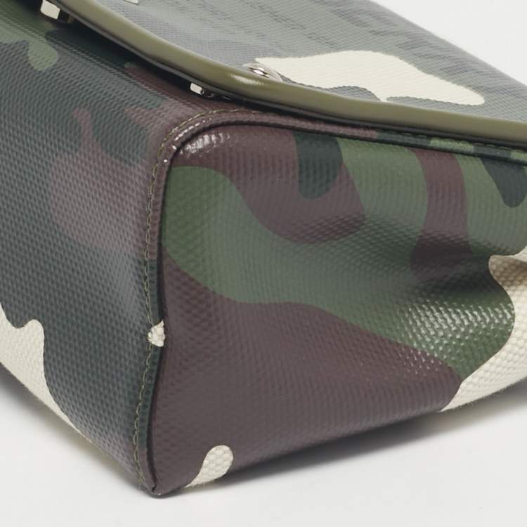 Pre Owned Burberry Green Camo Print Coated Canvas and Leather Hackberry Crossbody Bag