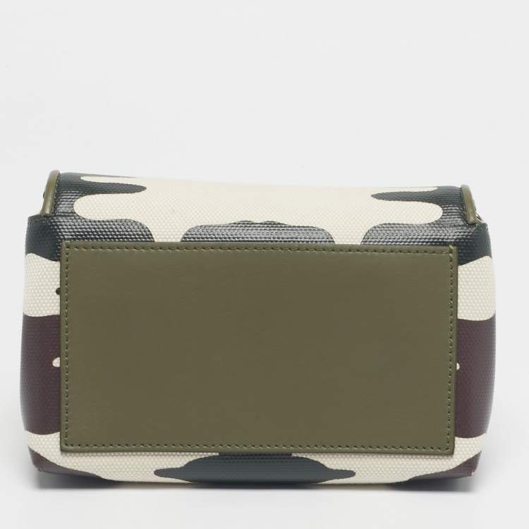 Pre Owned Burberry Green Camo Print Coated Canvas and Leather Hackberry Crossbody Bag