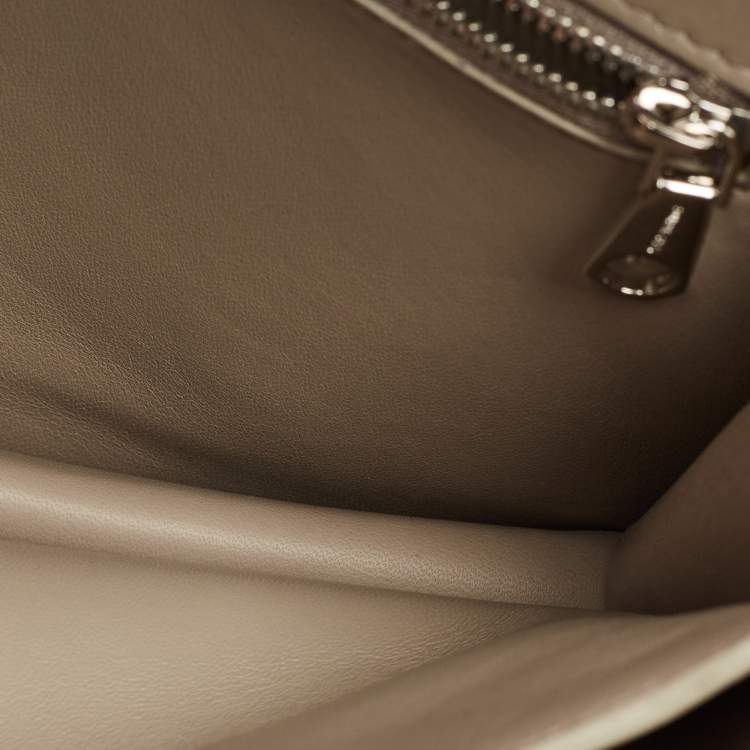 Pre Owned Burberry Silver Croc Embossed Patent Leather Small TB Shoulder Bag