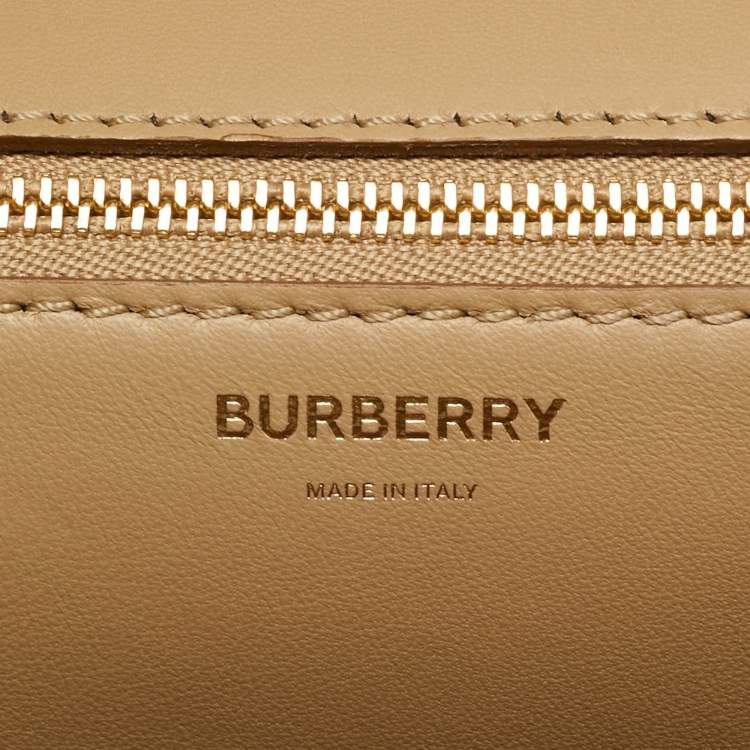 Pre Owned Burberry Beige Grain Leather Medium TB Shoulder Bag