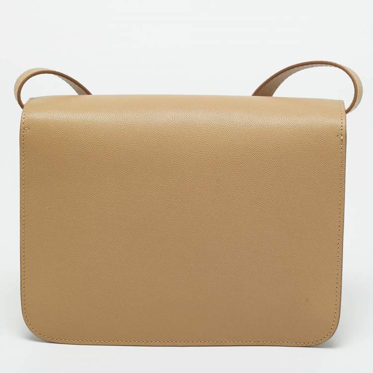 Pre Owned Burberry Beige Grain Leather Medium TB Shoulder Bag