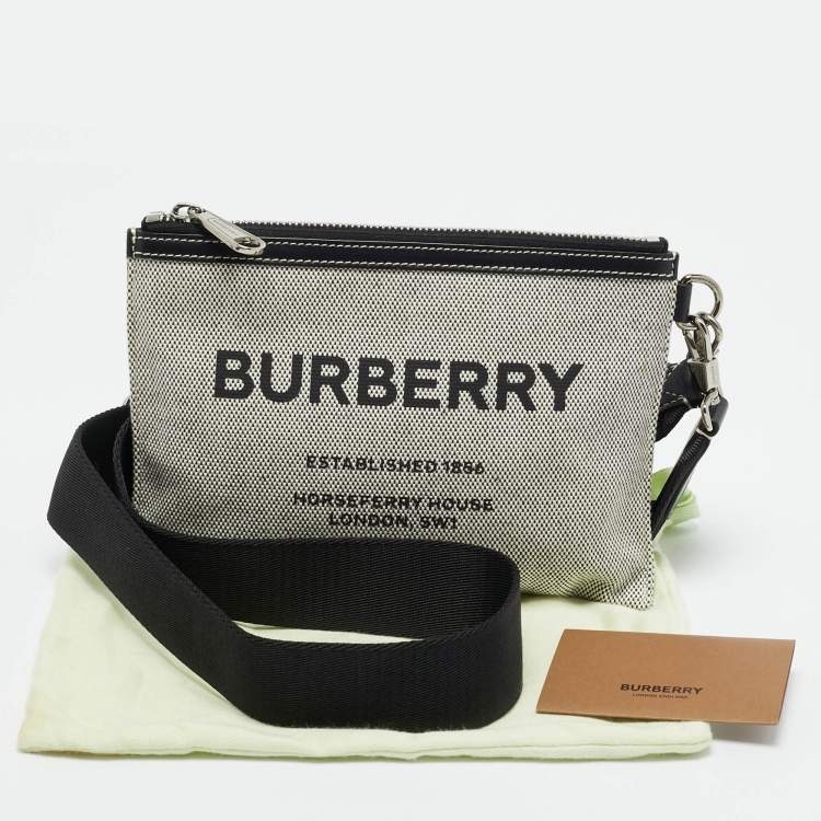 Pre Owned Burberry Grey/Black Canvas and Leather Callum Crossbody Bag