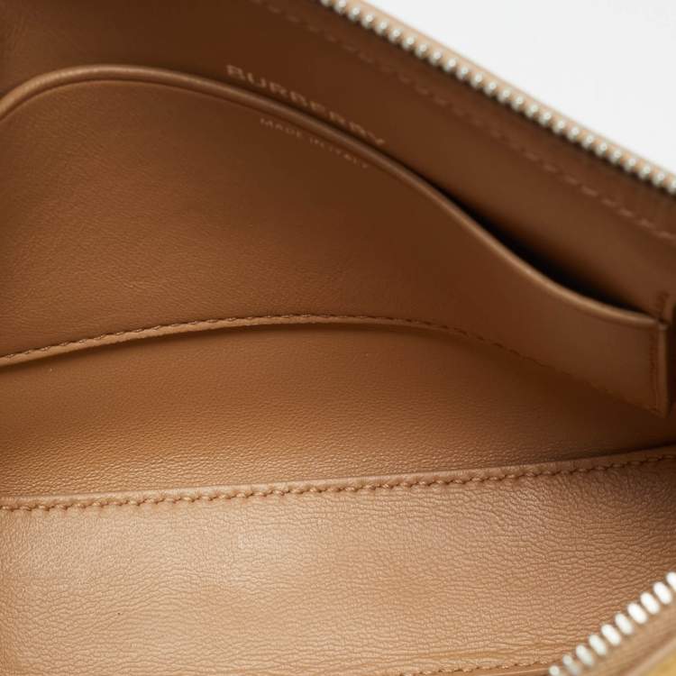 Pre Owned Burberry Gold Leather Mini Olympia Zip Chain Bag