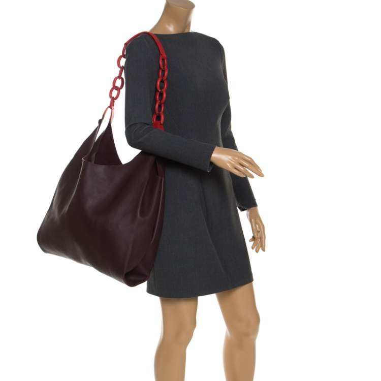 Burberry Bordeaux Leather Hobo Bag Burberry | TLC