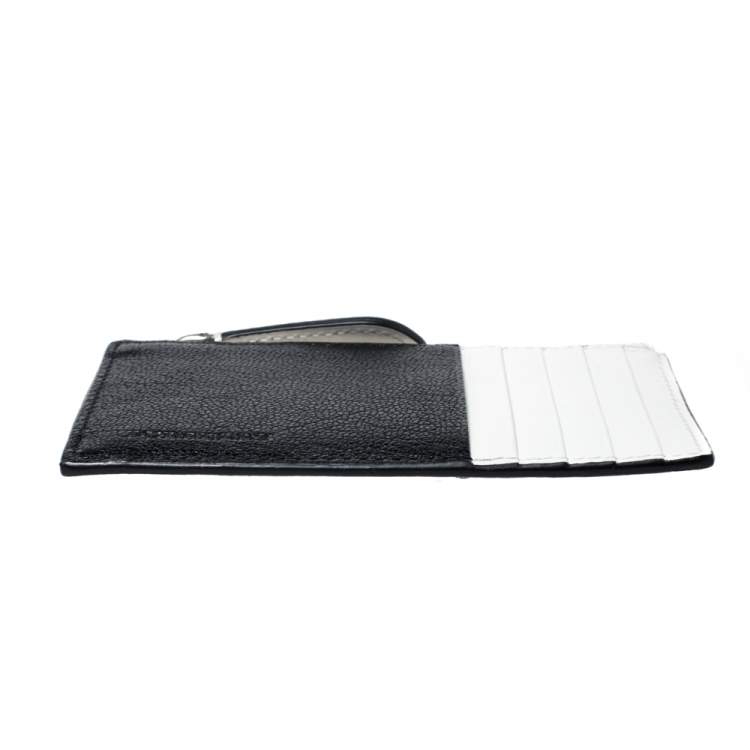 مملوكة مسبقًا Burberry Black/White Leather Alwyn Zip Card Holder