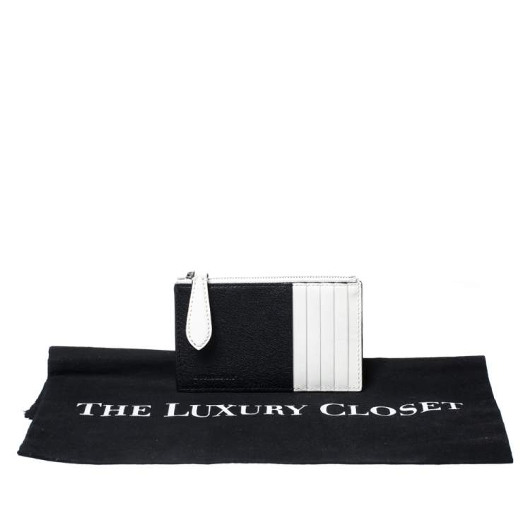 مملوكة مسبقًا Burberry Black/White Leather Alwyn Zip Card Holder
