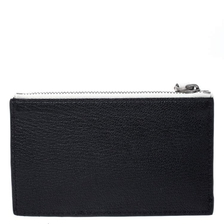 مملوكة مسبقًا Burberry Black/White Leather Alwyn Zip Card Holder