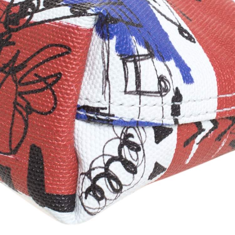 Pre Owned Burberry Multicolor Doodle Print Coated Canvas Wristlet Pouch