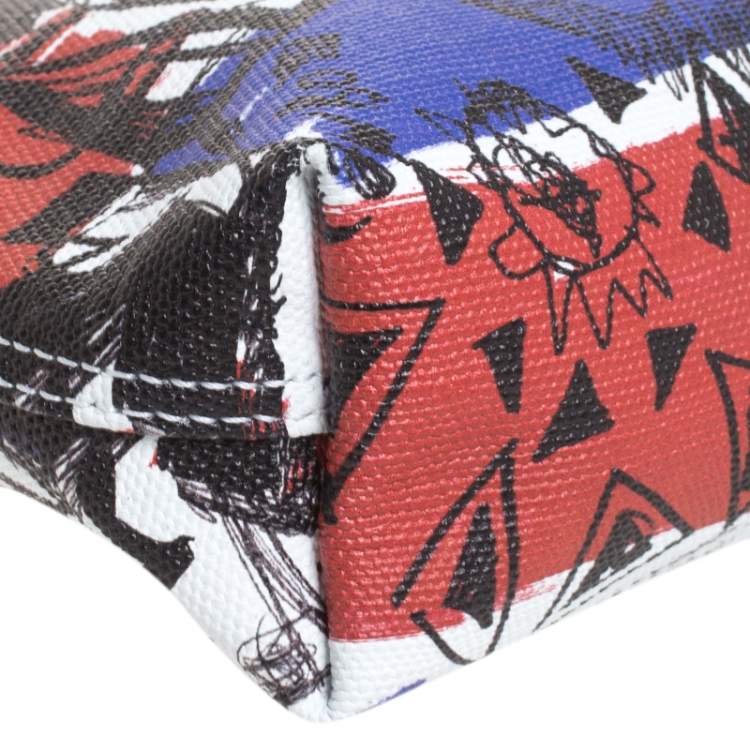 Pre Owned Burberry Multicolor Doodle Print Coated Canvas Wristlet Pouch