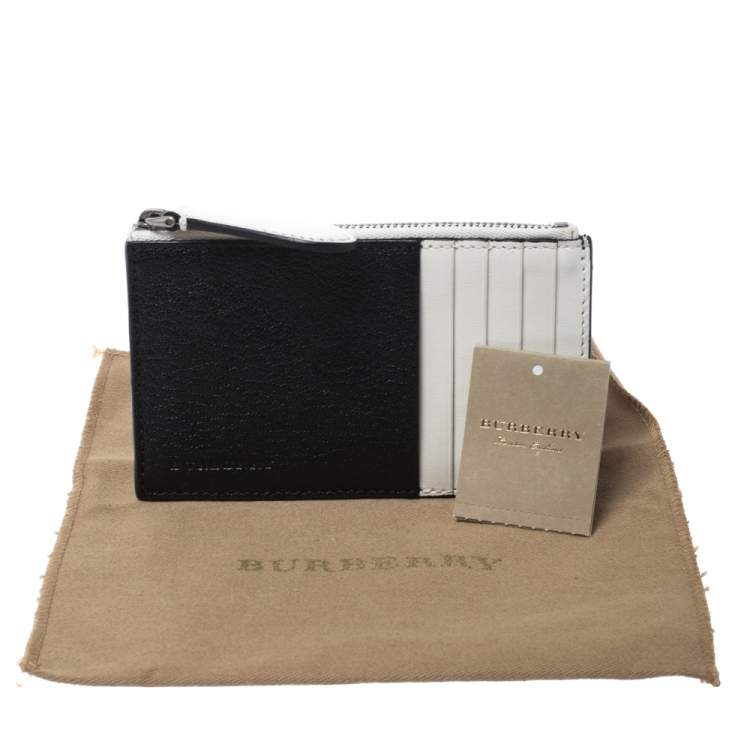 مملوكة مسبقًا Burberry Black/White Leather Alwyn Zip Card Holder