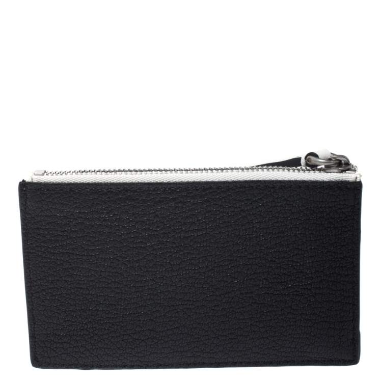 مملوكة مسبقًا Burberry Black/White Leather Alwyn Zip Card Holder