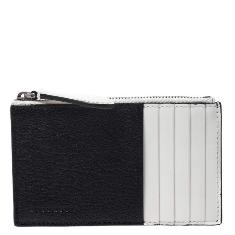 مملوكة مسبقًا Burberry Black/White Leather Alwyn Zip Card Holder