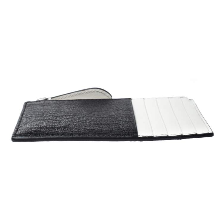 مملوكة مسبقًا Burberry Black/White Leather Alwyn Zip Card Holder