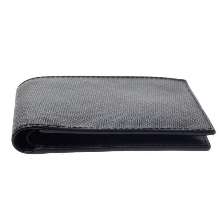 مملوكة مسبقًا Burberry Navy Blue Check Coated Canvas Bill Bifold Wallet