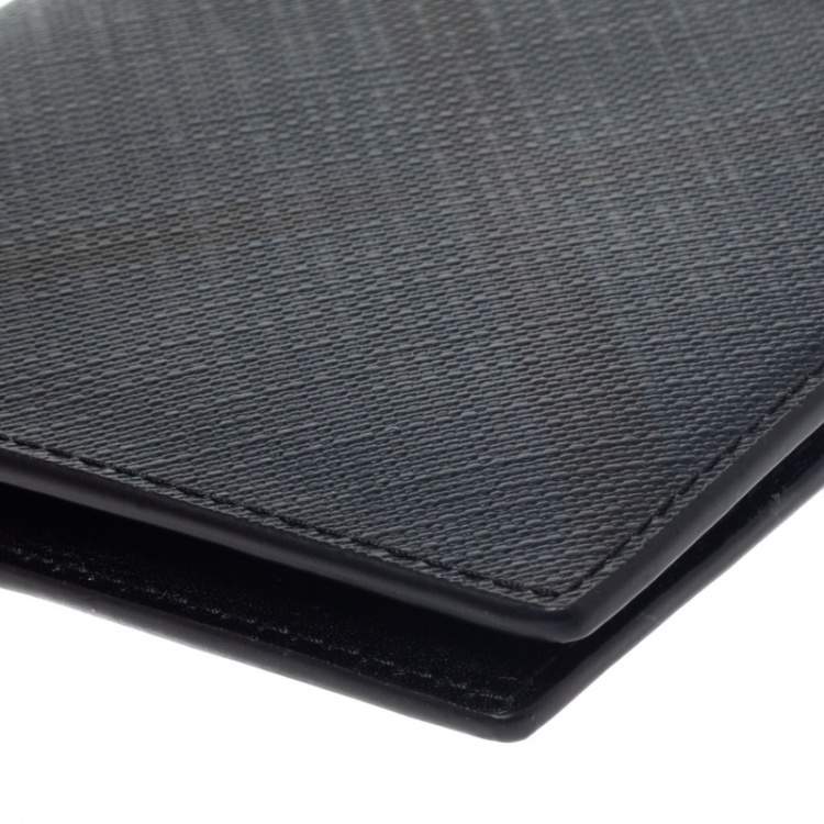 مملوكة مسبقًا Burberry Navy Blue Check Coated Canvas Bill Bifold Wallet