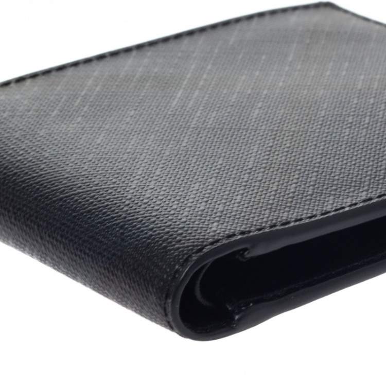 مملوكة مسبقًا Burberry Navy Blue Check Coated Canvas Bill Bifold Wallet