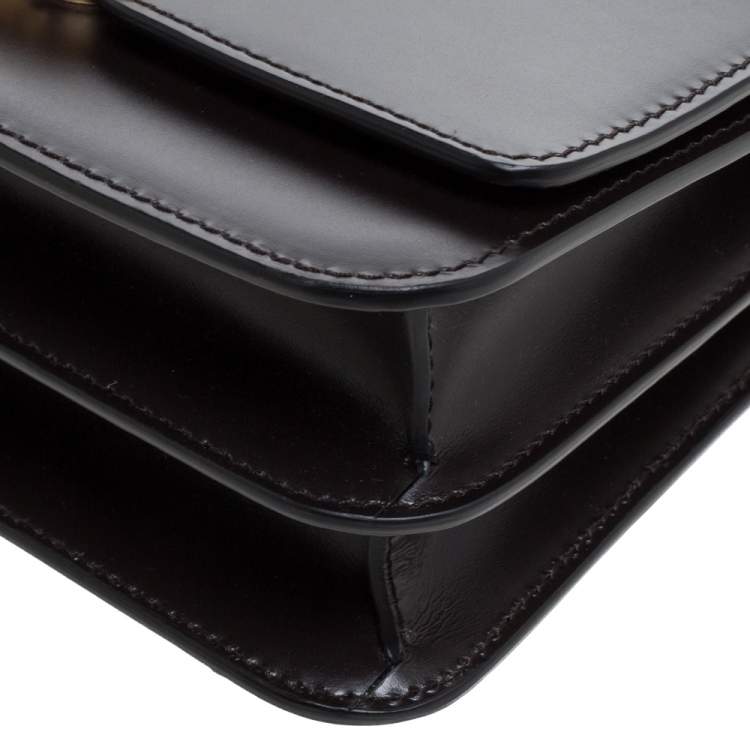 Pre Owned Burberry Black Leather TB Shoulder Bag