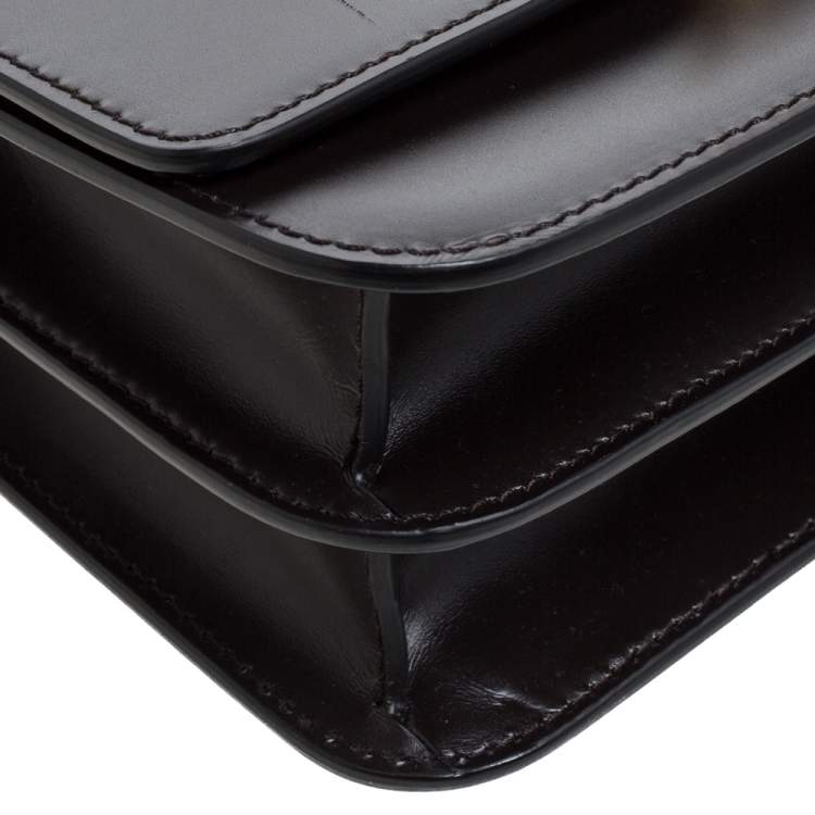 Pre Owned Burberry Black Leather TB Shoulder Bag