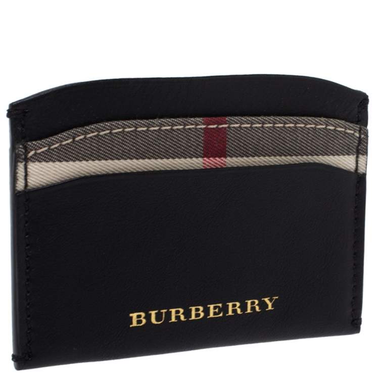 Pre Owned Burberry Black Haymarket Leather Izzy Card Holder