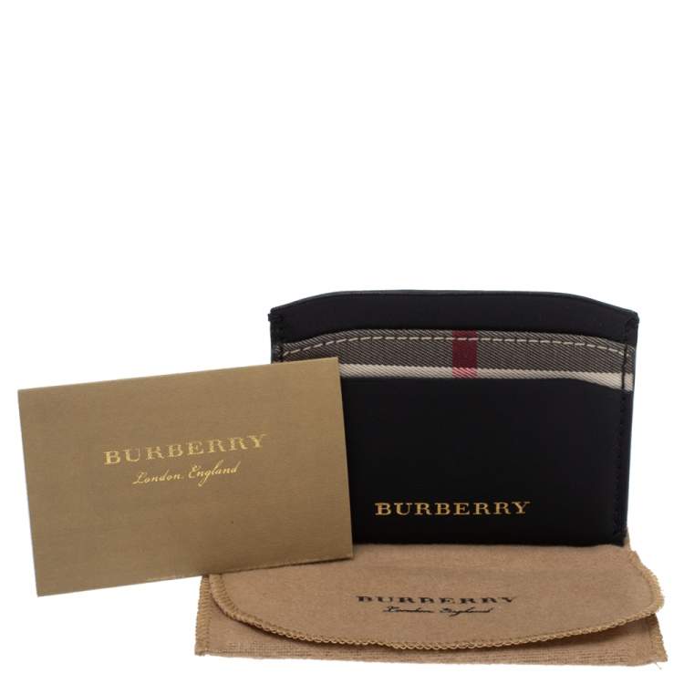 Pre Owned Burberry Black Haymarket Leather Izzy Card Holder