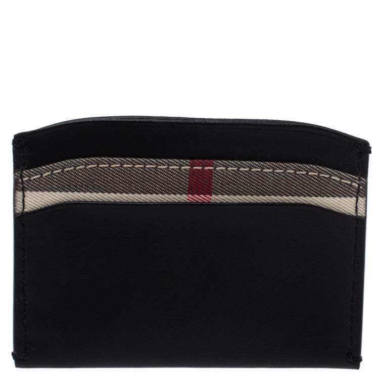 Pre Owned Burberry Black Haymarket Leather Izzy Card Holder