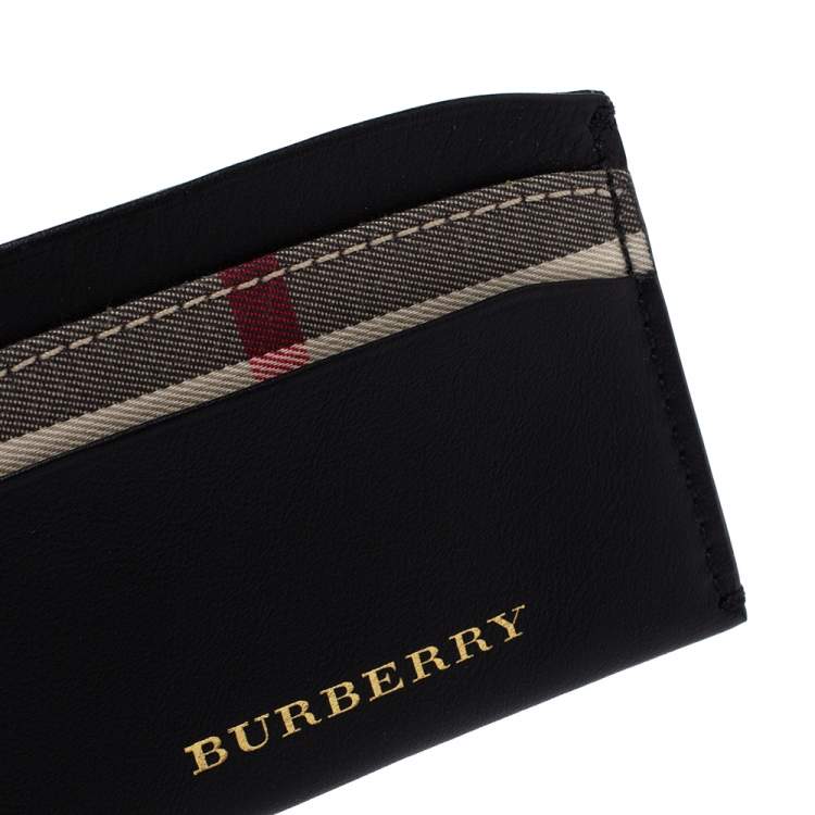 Pre Owned Burberry Black Haymarket Leather Izzy Card Holder