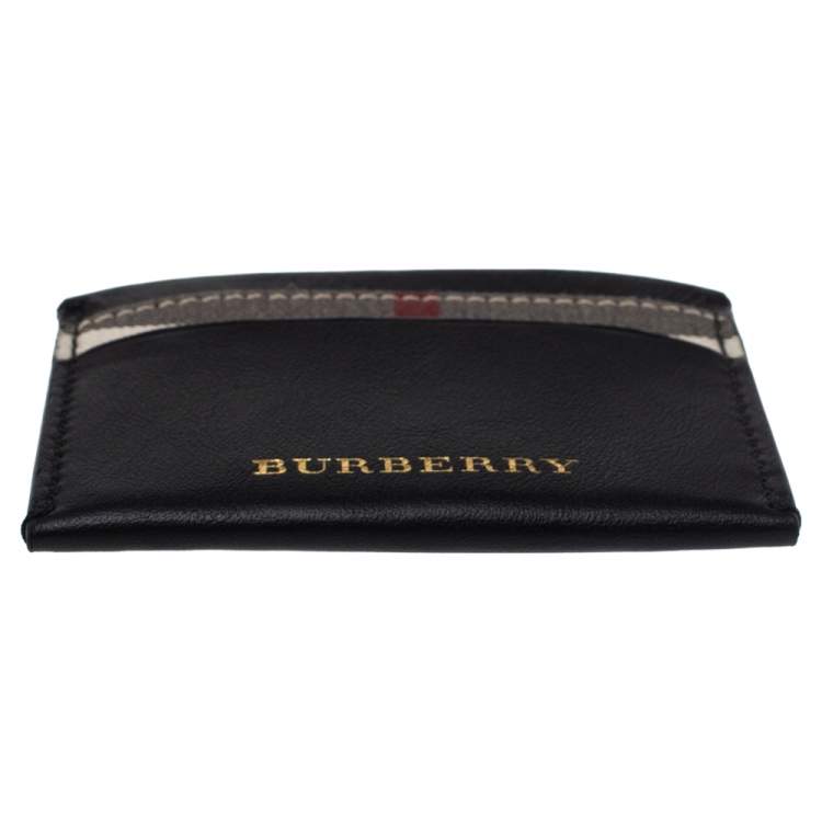 Pre Owned Burberry Black Haymarket Leather Izzy Card Holder