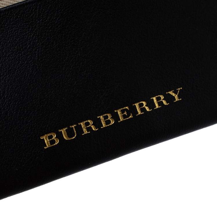 Pre Owned Burberry Black Haymarket Leather Izzy Card Holder