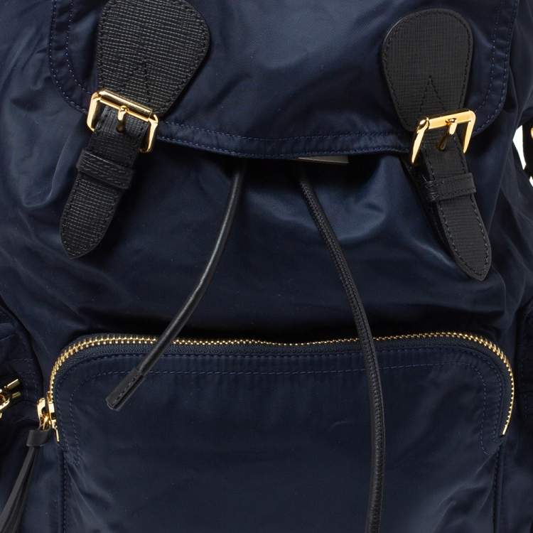 Pre Owned Burberry Navy Blue Nylon Rucksack Backpack