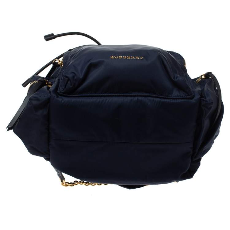 Pre Owned Burberry Navy Blue Nylon Rucksack Backpack