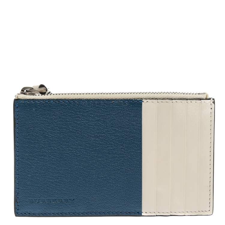 Burberry Blue/White Leather Alwyn Zip Card Holder Burberry | The Luxury  Closet