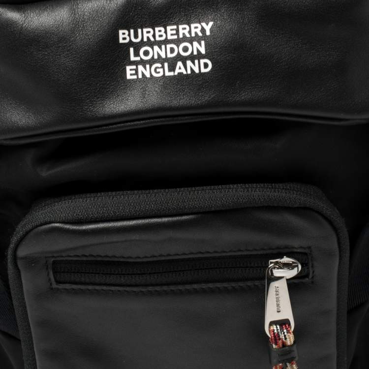 Pre Owned Burberry Black Leather and Nylon Leo Belt Pack Bag