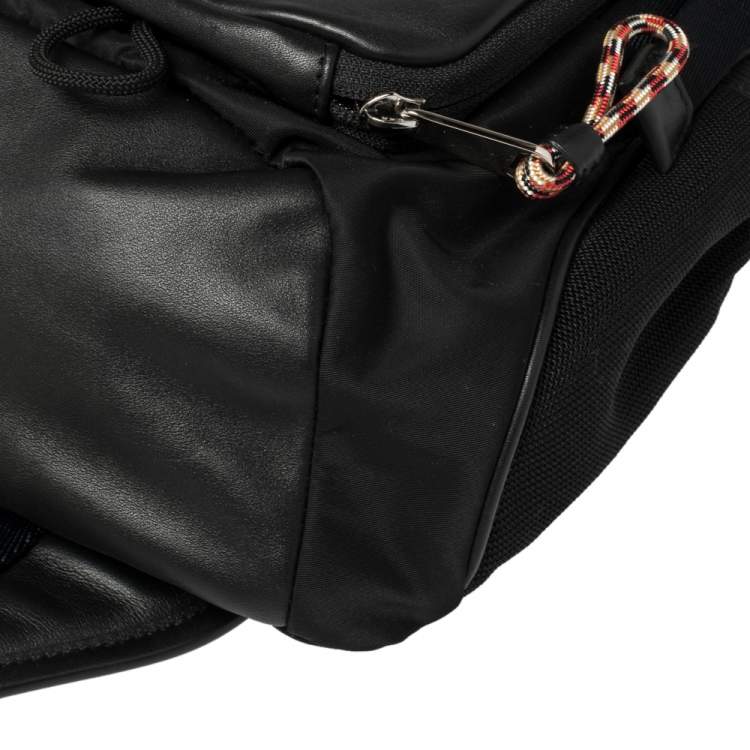 Pre Owned Burberry Black Leather and Nylon Leo Belt Pack Bag