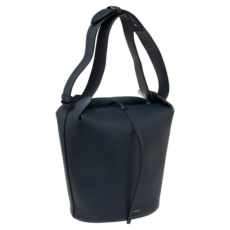 Pre Owned Burberry Indigo Leather Large Bucket Bag