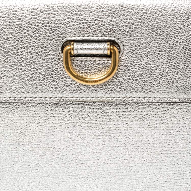 Pre Owned Burberry Metallic Silver Leather Patton Clutch