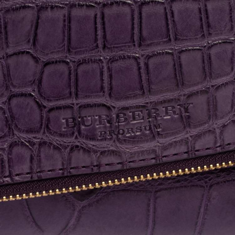Pre Owned Burberry Indigo Alligator Kendal Fold Over Clutch