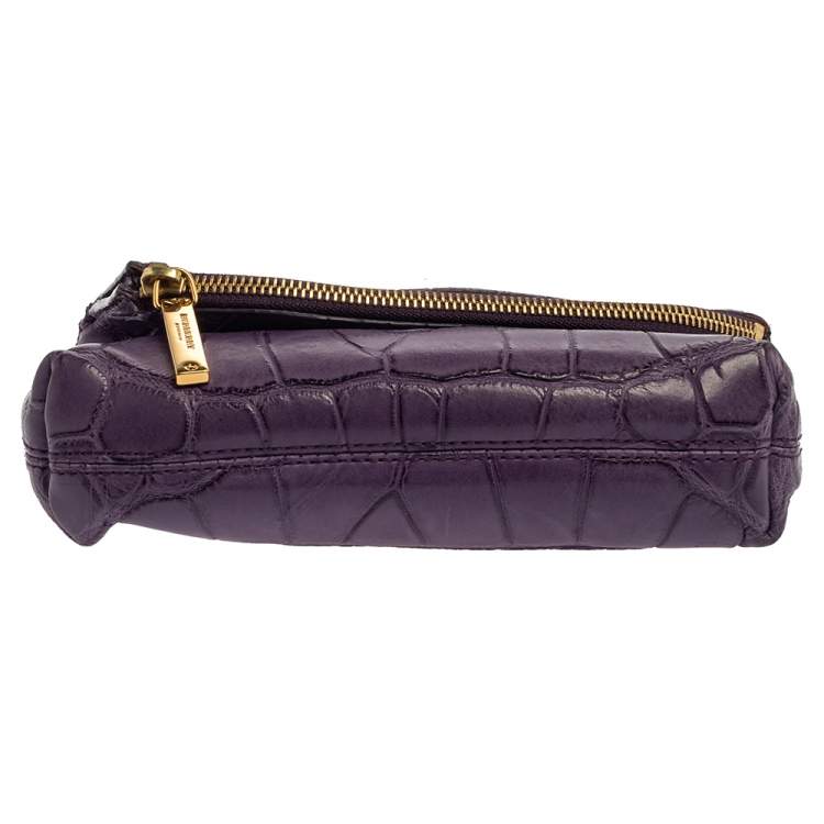 Pre Owned Burberry Indigo Alligator Kendal Fold Over Clutch