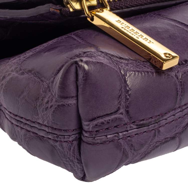 Pre Owned Burberry Indigo Alligator Kendal Fold Over Clutch