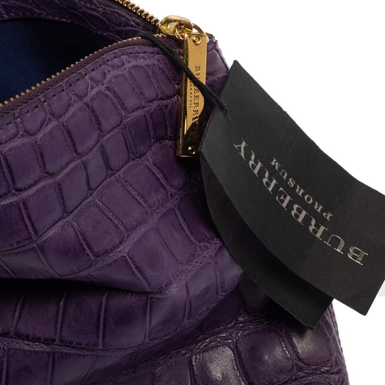 Pre Owned Burberry Indigo Alligator Kendal Fold Over Clutch