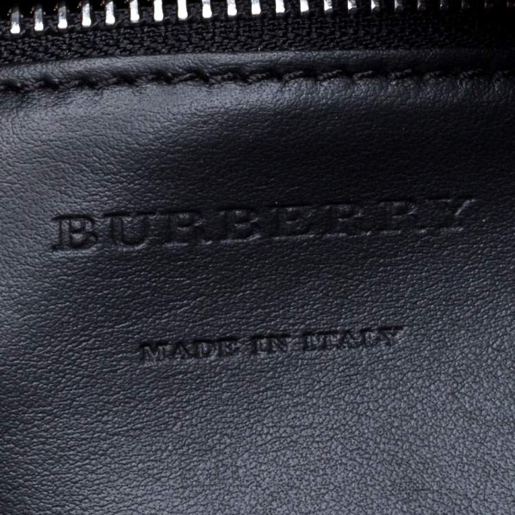 Pre Owned Burberry Regency Blue Leather Lawrence Holdall Weekend Bag