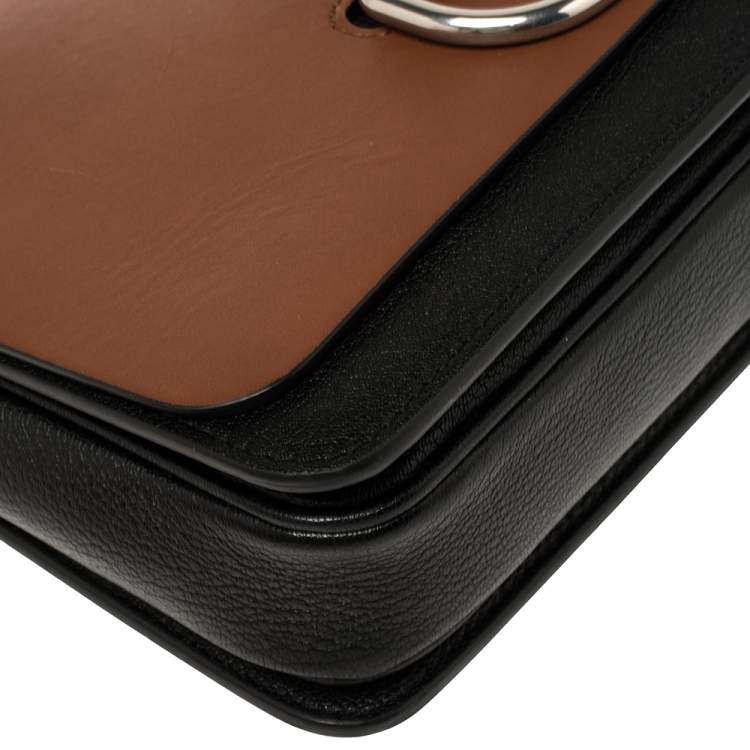 Burberry Black/Brown Leather Medium D-Ring Shoulder Bag