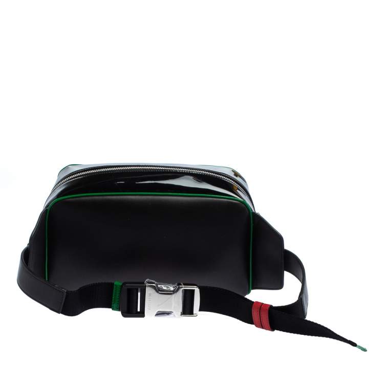 Pre Owned Burberry Black Leather and Patent Leather Cube Bumbag